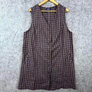 Vintage Original TY Wear Dress Womens 2X Plus Black Plaid Modest Workwear House